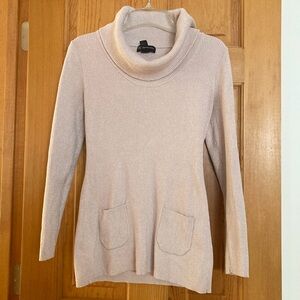 INC Cowl Neck Metallic Sweater, P/M-fits like Small, Pale Pink/Silver Thread